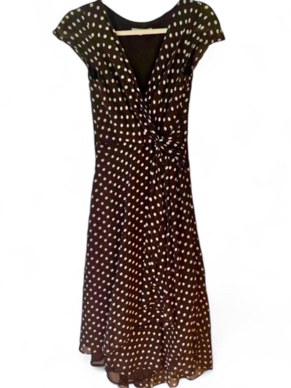 Vintage 90s Laura Ashley Brown and White Polka Dot Dress Sz 4